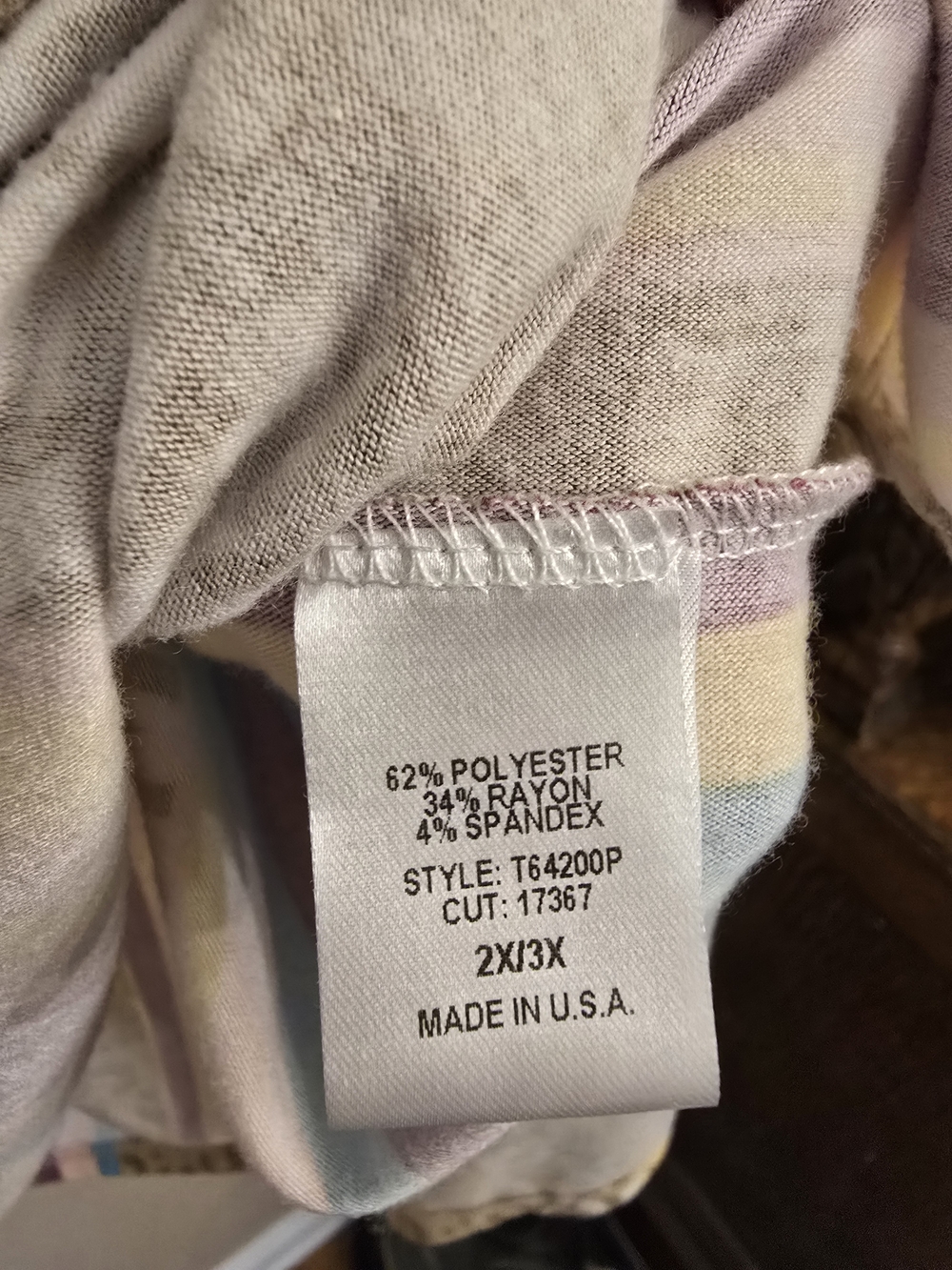 ODDY Pastel Striped Oversized Tunic with Leopard Accent Plus Size 2x/3x - Picture 5 of 5